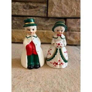 RARE Vintage Porcelain Victorian Christmas Boy and Girl Bells